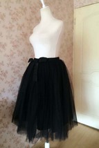 BLACK Tea-Length Tulle Skirt Women A-line Custom Plus Size Tulle Skirt With Bow image 5
