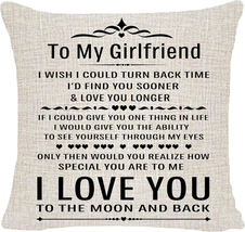 Gifts for Her, To My Girlfriend Gifts for Her Him Pillow Covers 18X18 Beige Burl - £13.22 GBP
