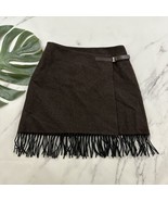 Jenne Maag Womens Vintage Y2k Mini Skirt Size S Brown Black Fringe Wrap ... - $29.69