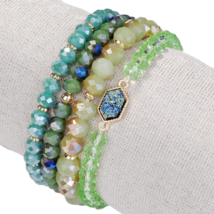 Arm Candy Natural Stone And Glass Crystal Bracelets - £18.53 GBP