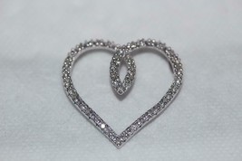 Fine 10K white gold Diamond Open Heart Pendant 20mm Diameter Charm for Necklace - $140.25