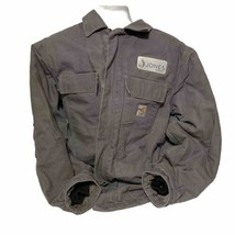 VTG Carhartt FR Flame Resistant Coat Men Large Gray Duck Canvas Quilted Work 90s - £70.58 GBP