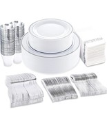 Supernal 400-Piece Silver Dinnerware Set, Disposable Silver, And Party A... - £51.05 GBP