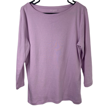 Talbots Boat Neck Cotton Tee Shirt Lilac Purple Long Sleeve Women Size Large - £10.63 GBP