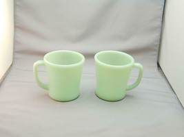 2 Vintage Fire King Jadeite Jadite D Handle Coffee Mugs - £97.63 GBP