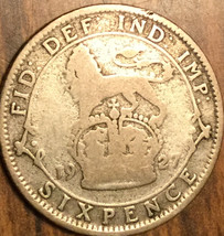 1927 UK GB GREAT BRITAIN SILVER SIXPENCE COIN - $5.05
