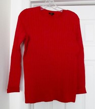 Talbots Woman Petites Cable Knit Sweater Pullover Wool Blend L/S Red X P NWT - £29.84 GBP