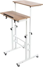 Siducal Mobile Standing Desk, Portable Stand Up Desk, Height, Vintage Oak - £70.25 GBP