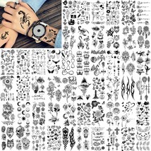 FANRUI 52 Sheets Creative Black Tiny Crown Infinity Triangle Fake Tattoos For M - £19.14 GBP