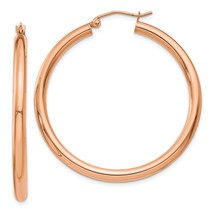 14K Rose Gold Hoop Earrings Polished Ear Jewelry 43mm x 39mm - £206.16 GBP