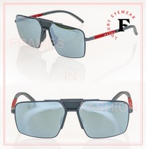 PRADA 52X Linea Rossa Sport Sunglasses Gray Rubber Blue Metal FLAT Mirror PS52XS - £182.01 GBP