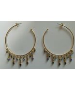 Large blue dangle rhinestone Pierced hoop earrings - $18.99
