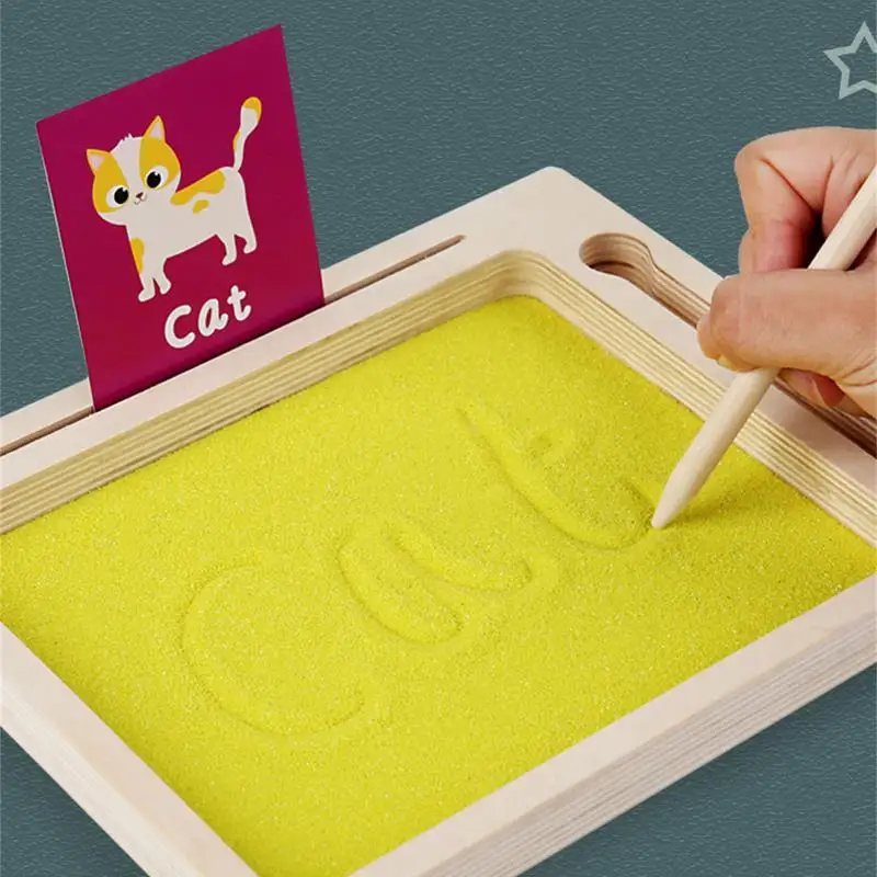 Wooden Sand Tracing Tray Montessori Toys For Writing Drawing Board Letter - £11.83 GBP