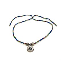 Vtg Signed 950 Handmade Colorful Thread Bolo Tie with Sun Pendant Necklace sz 27 - £51.42 GBP