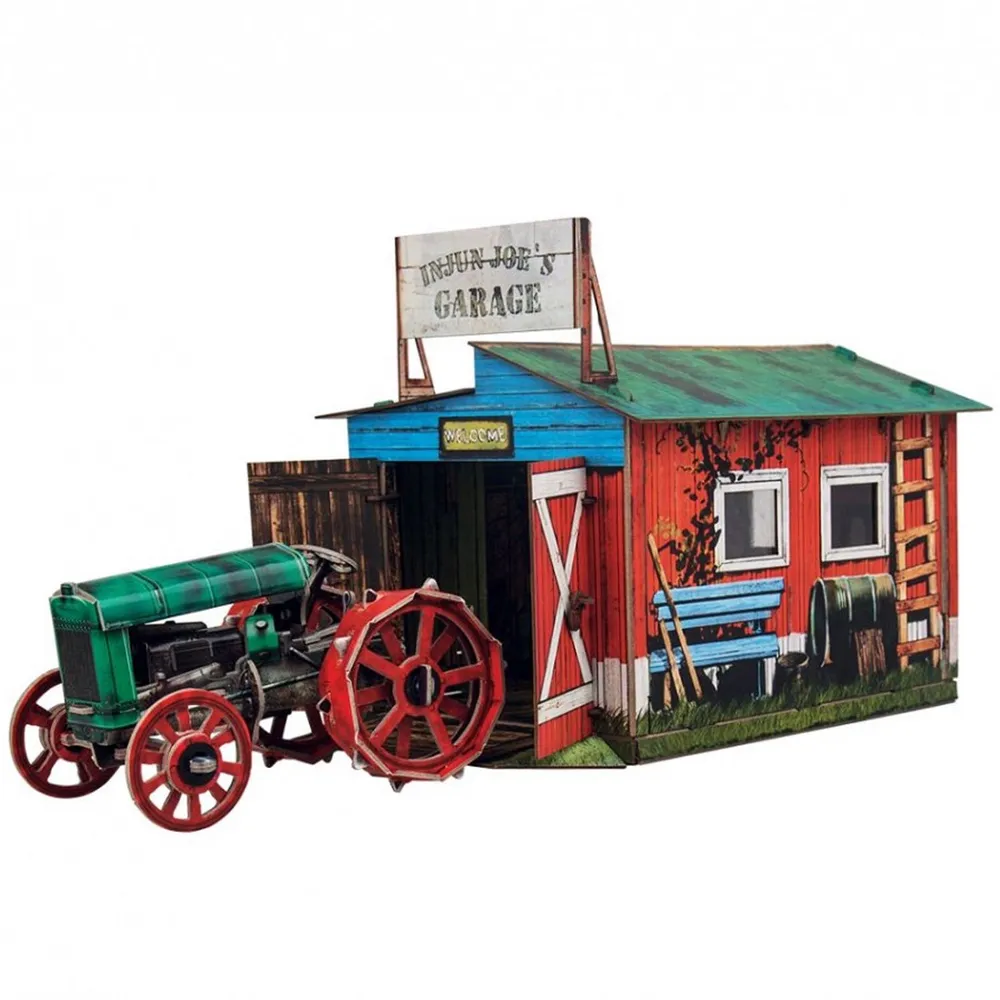 Tractor and Garage 3D DIY Cardboard Puzzle Model Kit – Farmhouse Toy - $1,418.81 MXN
