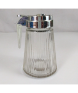 Vintage Anchor Hocking Glass Syrup Pitcher With Slide Open Dispensing Lid - $13.85