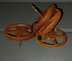 Cast Iron Circle Wheels with Star inside &amp; Nail on Back rustic Appliqué ... - $20.00