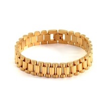 New Luxury Fashion Stainless Steel Punk Bracelets For Men Women Gold Color Hip H - £17.86 GBP