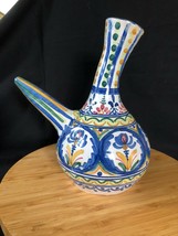 Antique colorful european pottery gendi Water Dropper. Marked Bottom - £95.73 GBP