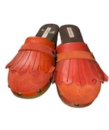 Tommy Girl Chunky y2k western mule clogs leather upper rubber sole suede... - $31.21
