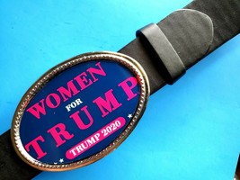 &quot;TRUMP&quot; WOMEN FOR TRUMP  2020 Epoxy Belt Buckle &amp; Black Bonded Leather Belt - £18.53 GBP
