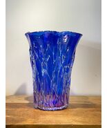 Jarrón grande de cristal tintado azul de Murano, hecho a mano por Giulia... - $1,738.94