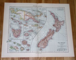 1908 Antique Map Of New Zealand German New Guinea Hawaii Pacific Islands - £15.90 GBP