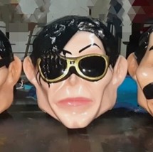 New Michael Jackson Fiber Glass Head Mascot Costume Singer Character Halloween P - £255.79 GBP