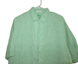 Tommy Bahama Button Down Mens XL Short Sleeve 100% Linen green shirt - £15.59 GBP