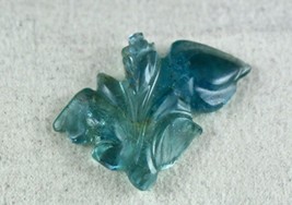 Natural Blue Aquamarine Carved Leaf 18.49 Ct Rare Gemstone For Designing Pendant - £784.69 GBP