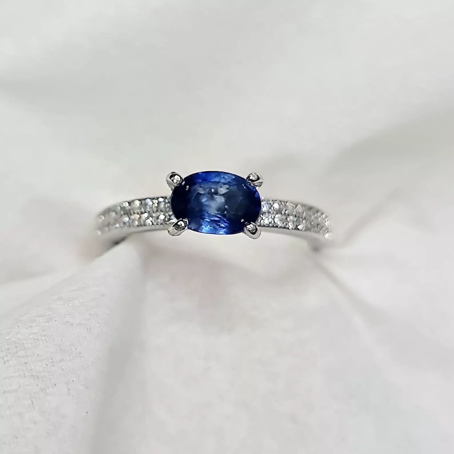 Natural Srilangka Blue Sapphire Sapphire Silver Solitaire Ring 925 Ladie... - $35.00