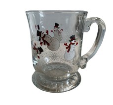 Snowman clear coffee hot chocolate glass footed mug - £7.09 GBP