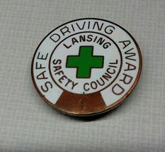 1950&#39;s SAFE DRIVING AWARD LANSING SAFETY COUNCIL 4 YEARS ENAMEL PIN GREE... - £28.12 GBP