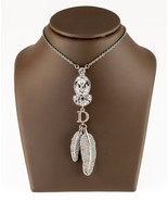 Dior Crystal Costume Pendant with Feather Motif 18&quot; Chain w/ Original Pouch - $377.77