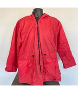 WIPPETTE Rainthings Red Vinyl Fleece Jacket Vintage Rain Coat Hoodie Wom... - £27.60 GBP