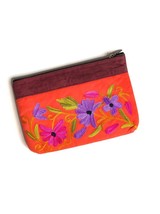 Suede Leather Boho Floral Crewel Embroidered Handmade Purse Handbag - $39.99