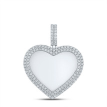 10kt White Gold Mens Round Diamond Heart Memory Charm Pendant 2 Cttw - £1,769.24 GBP