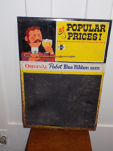 Vintage Pabst Blue Ribbon Tin Over Cardboard Chalkboard Sign - $2,345.04 MXN