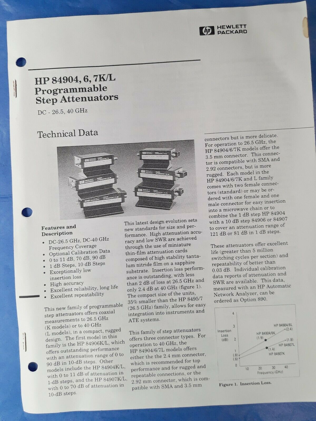 HP 84904, 6, 7K/L Programmable Attenuator Technical Data Sheets - $6.99