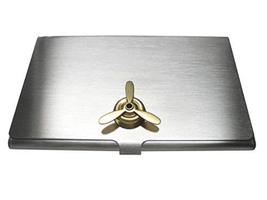 Kiola Designs Gold Toned Airplane Propeller Pendant Business Card Holder - £32.04 GBP