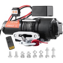 VEVOR Electric Winch, 12V 4500 lb Load Capacity Nylon Rope Winch, IP55 1/4" x 39 - €167,90 EUR