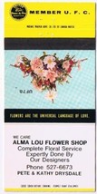 Matchbook Cover Alma Lou Flower Shop Pete &amp; Kathy Drysdale G - £0.55 GBP