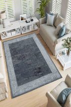 LaModaHome Area Rug Non-Slip - Anthracite Vintage and Curb Soft Machine Washable - £24.34 GBP+