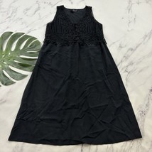 Carole Little Vintage Silk Dress Size 4 Black Mesh Vest 90s Witchy Whimsygoth - £25.54 GBP