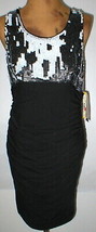 NWT $484 New Womens Alice Olivia Sequin Silk Black White Tank Dress 12 Designer  - £379.37 GBP