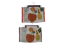 Pier 1 Imports Embroidered Pillow Covers Cottage Core Fall Floral Pumpkin 13x18&quot; - £19.67 GBP