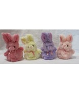 Russ Berrie &amp; Co., Inc. ITTY BITTY BUNNIES pastel set 4 pink yellow purp... - $39.63 CAD