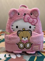 Hello Kitty Teddy Bear Cosplay Pink Plush Mini Backpack Loungefly &amp; Sanr... - $237.60