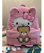 Hello Kitty Teddy Bear Cosplay Pink Plush Mini Backpack Loungefly &amp; Sanr... - $237.60