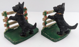 Hubley Cast Iron Scottie’s on Fence Bookend set of 2 Bookends Black Scottie Dog - £106.22 GBP